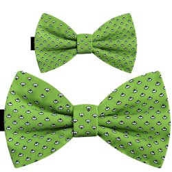 Father and son bow ties, handmade pre-tied green set, abstract pattern