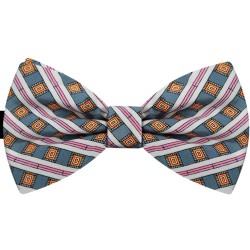 Bow Tie for Men, gray, butterfly, silk satin, with model, non-shiny, geometric forms, handmade 