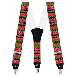 Suspenders, personalized, “Red & Pink Tulip”
