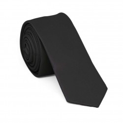Slim black one-coloured tie for men